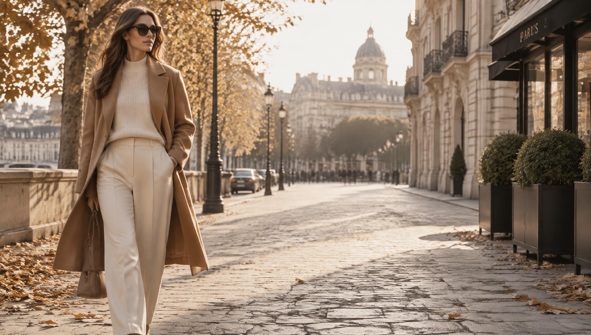Ținută elegantă de toamnă într-un cadru urban