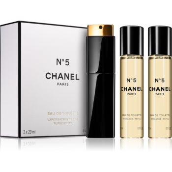 Chanel N°5 eau de toilette (1x reincarcabil + 2x rezerva) pentru femei