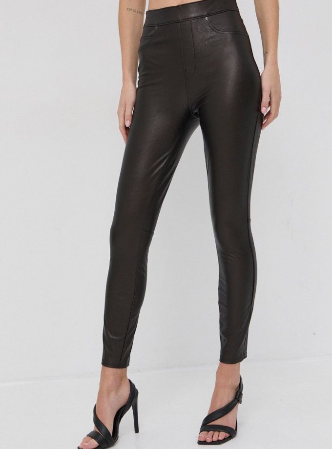 Spanx Leggins modulari Leather-Like Ankle Skinny femei, culoarea maro, material neted