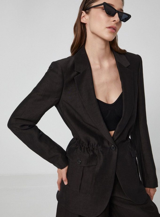 Karl Lagerfeld Sacou culoarea negru, un singur rand de nasturi, material neted