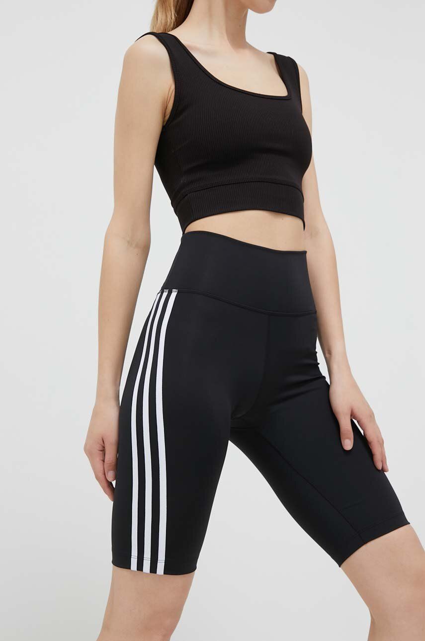adidas Originals pantaloni scurți Adicolor Classics High-Waisted Short Tights femei, culoarea negru, cu imprimeu, talie înaltă IB7414