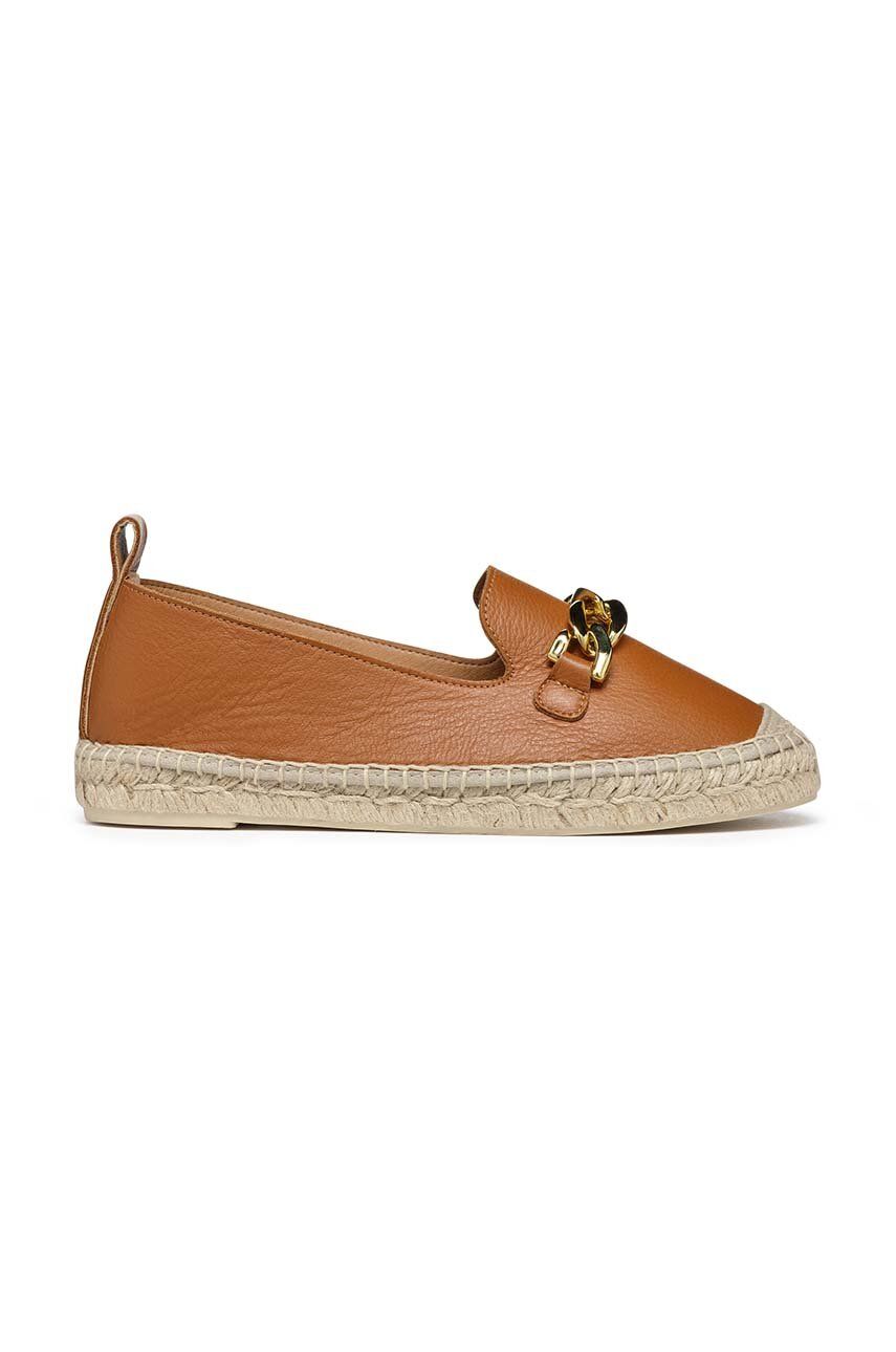 Geox espadrile de piele D LAMPEDUSA A culoarea maro, D36V0A00085C6001